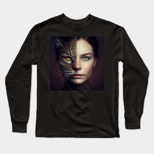 Feline Fusion Cat Woman Long Sleeve T-Shirt